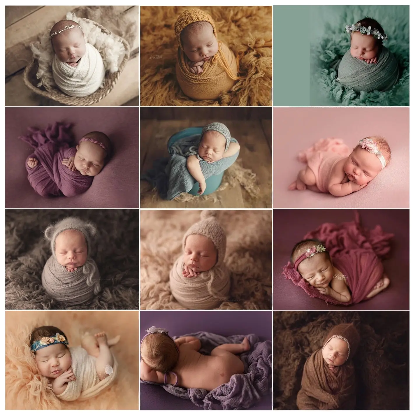 Harmonious newborn color palette with layered textures and coordinated props - Dvotinst