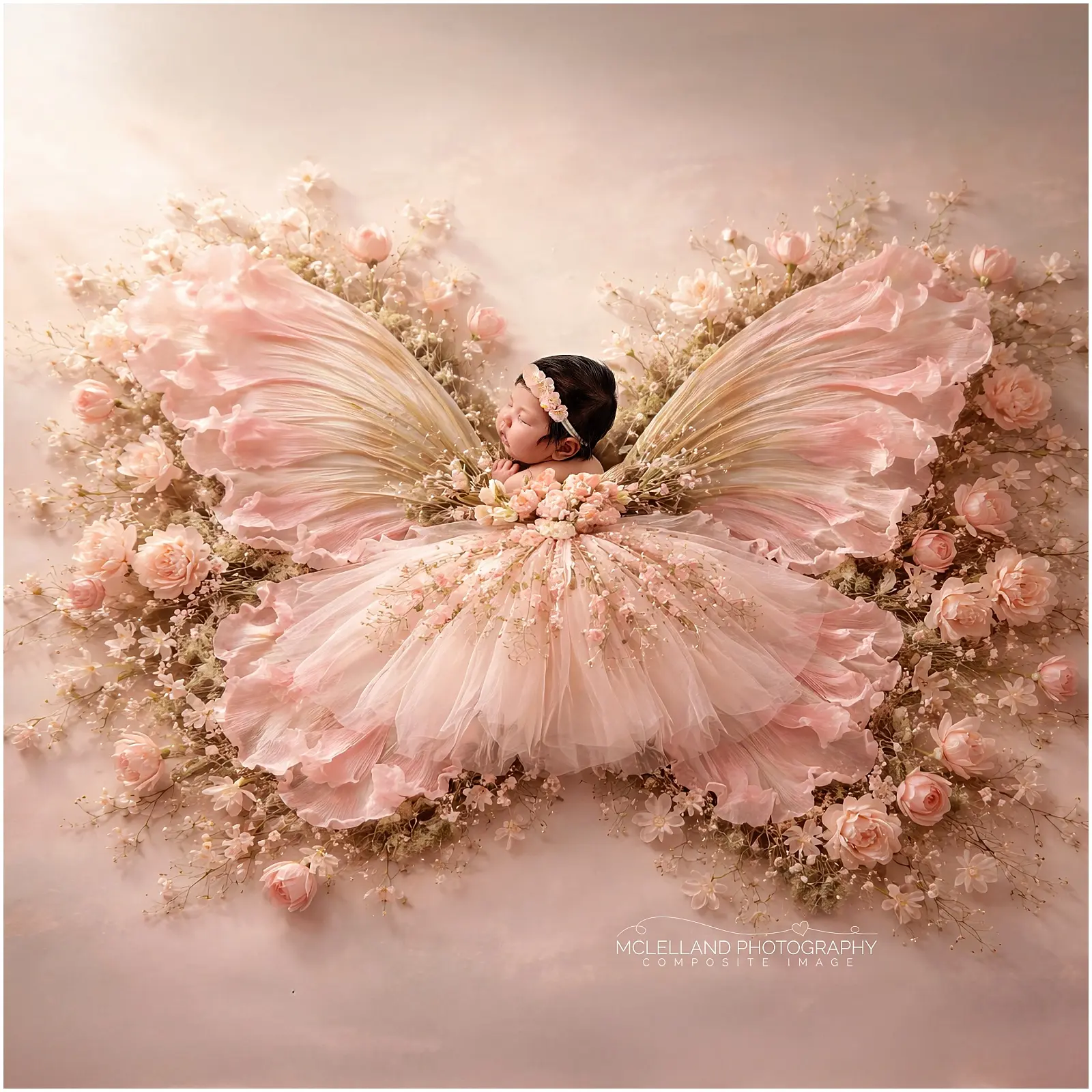 Newborn photoshoot with moon bed prop